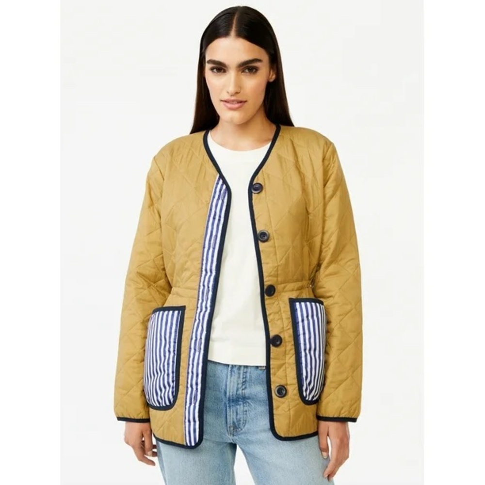 NWOT Free Assembly Quilted Cinched Waist Jacket in Fennel Seed- size Small